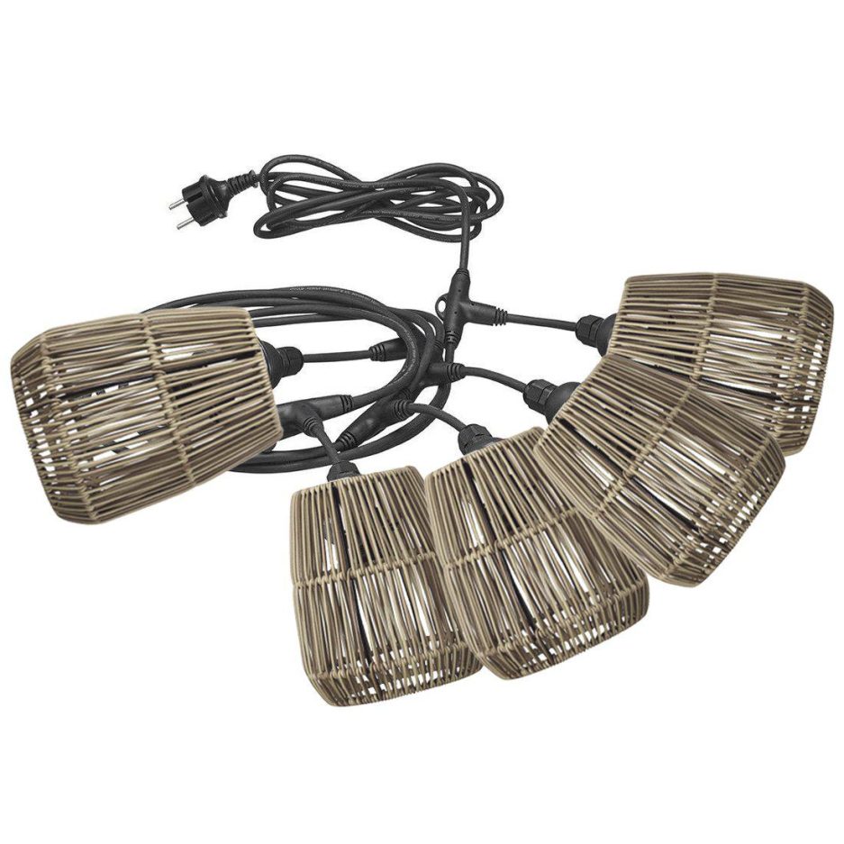 outdoor lichterkette grau braun poly rattan lampenschirm prhome beleuchtung soulbirdee lampenshop