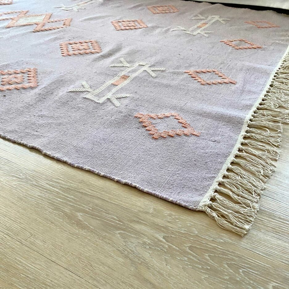 Marokko Kelim Teppich Pastell Rosa Wandteppich für Art-feeling zuhause Deko Ibiza Style Soulbirdee Onlineshop