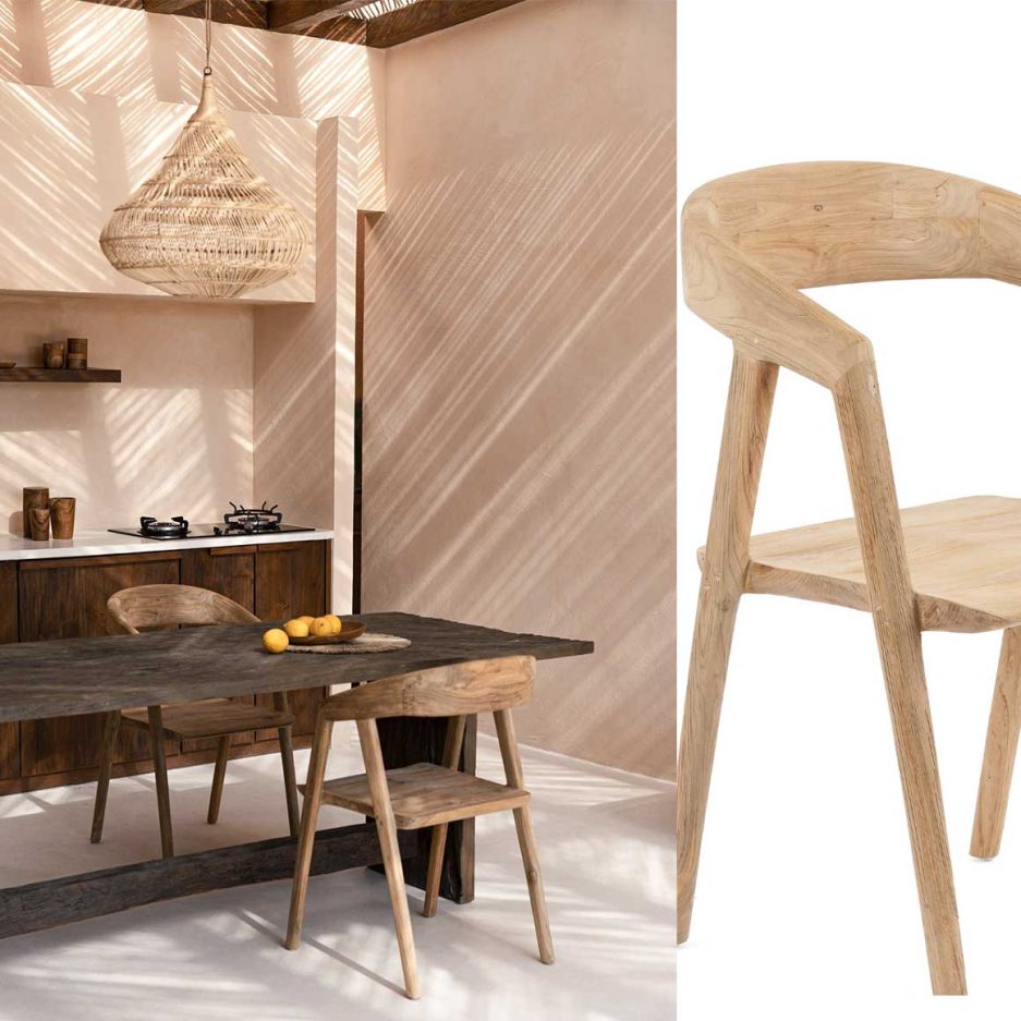 Holzstuhl Esszimmerstuhl mit Armlehnen Rückenlehne Möbel Stuhl für Esstisch Teak Holz Soulbirdee Onlineshop