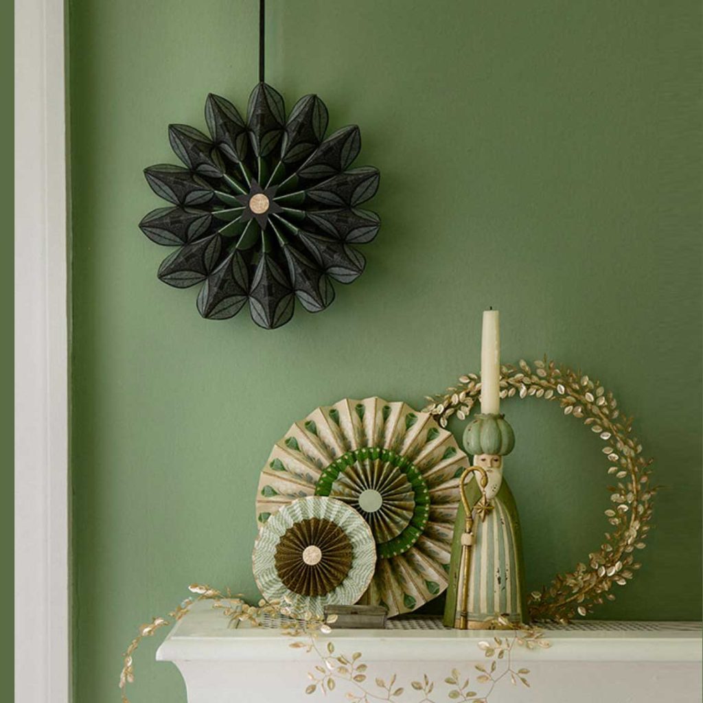Weihnachtsdeko Weihnachten Deko kaufen Ornament Rosette Grün Bungalow Soulbirdee Onlineshop