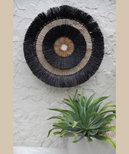 Wanddeko boho style deko rund handgemacht wand dekoration groß schwarz bali boho soulbirdee onlineshop
