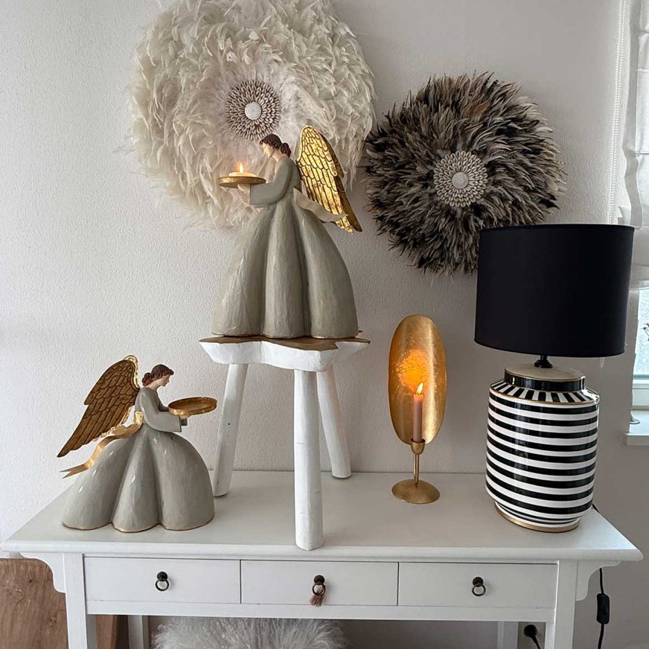 engelfiguren engel deko wohnzimmer sideboard meander vintage landhaus deko soulbirdee shop